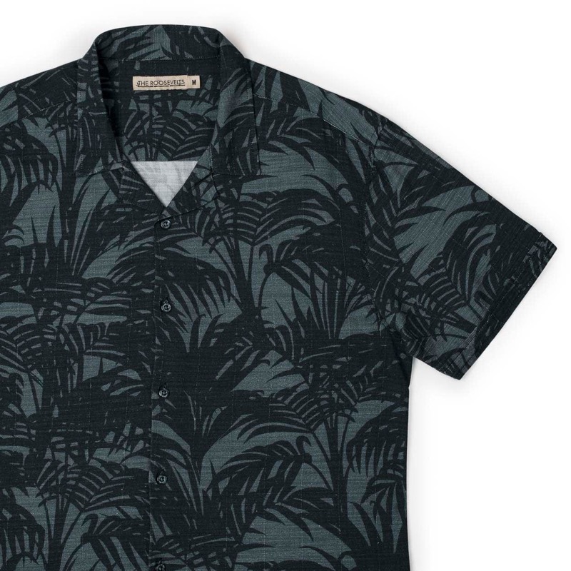 RSVLTS Island Breeze (After Dark) KUNUFLEX Short Sleeve Shirt in Black — front view