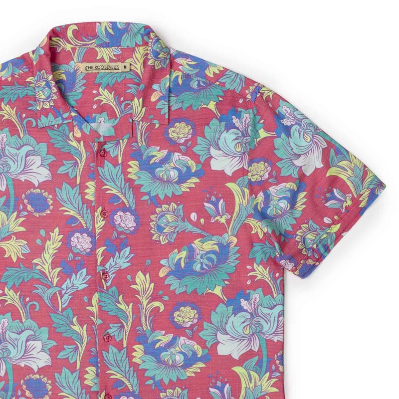 RSVLTS Rococo (Bamboo) KUNUFLEX Short Sleeve Shirt in Red — front view