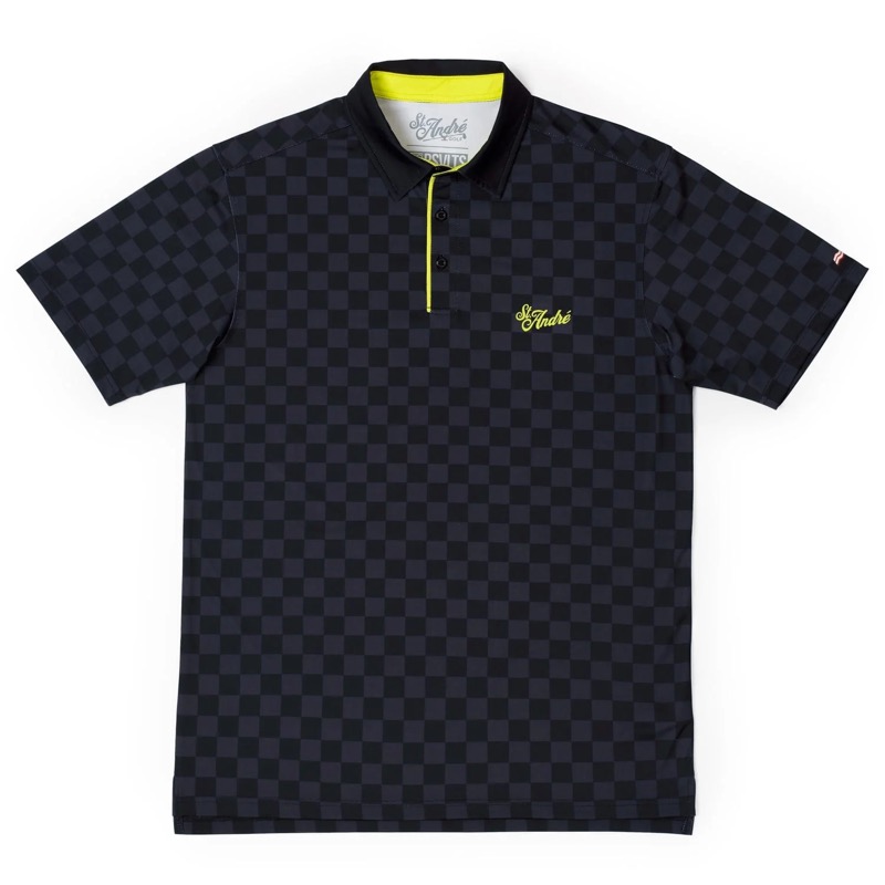 RSVLTS Signature Checkered All-Day Polo in Black — front view