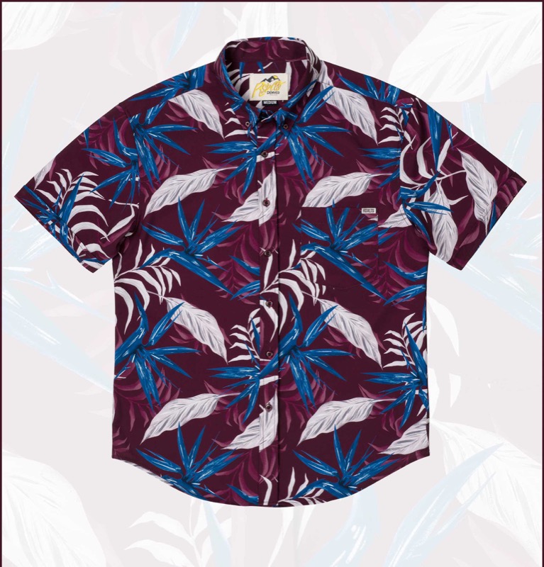 RSVLTS Floral City – Denver 2023 KUNUFLEX Short Sleeve Shirt in Purple — front view
