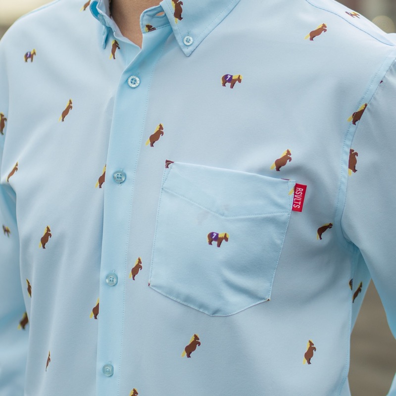 RSVLTS Lil’ Sebastian Long Sleeve Shirt in Blue — front view