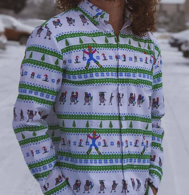 RSVLTS Ski Free Long Sleeve Shirt in White — front view