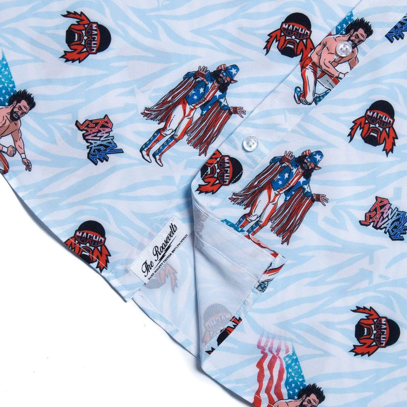 RSVLTS Macho Man USA KUNUFLEX Short Sleeve Shirt in Blue — detail 2