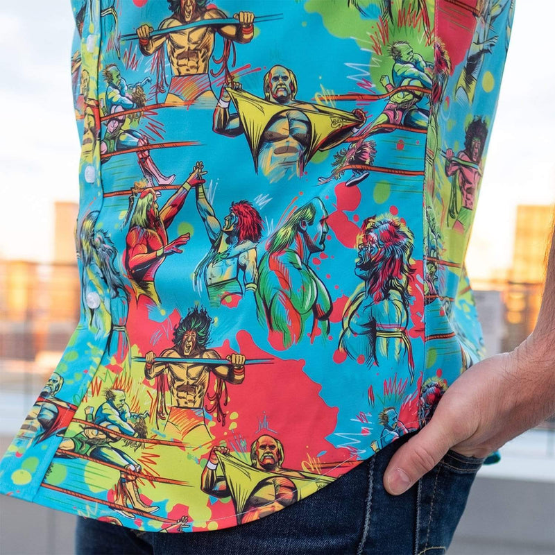 RSVLTS Hulk Hogan vs. Ultimate Warrior KUNUFLEX Short Sleeve Shirt in Multicolor — detail 3