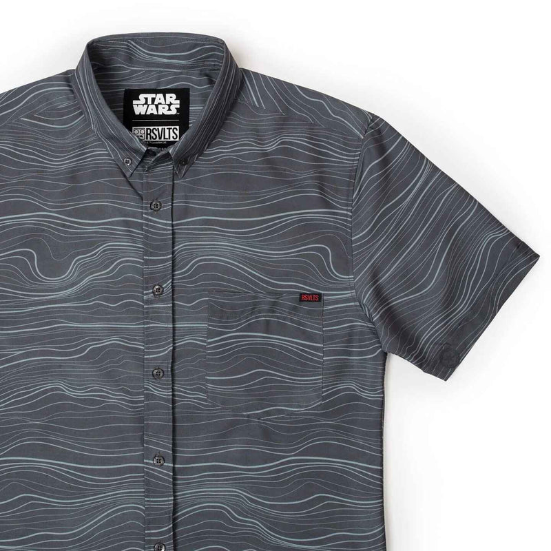 RSVLTS Beskar Steel KUNUFLEX Short Sleeve Shirt in Gray — front view