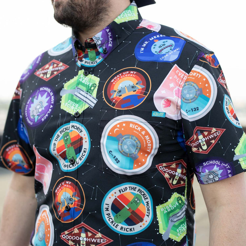 RSVLTS Touricks Attraction KUNUFLEX Short Sleeve Shirt in Black — front view