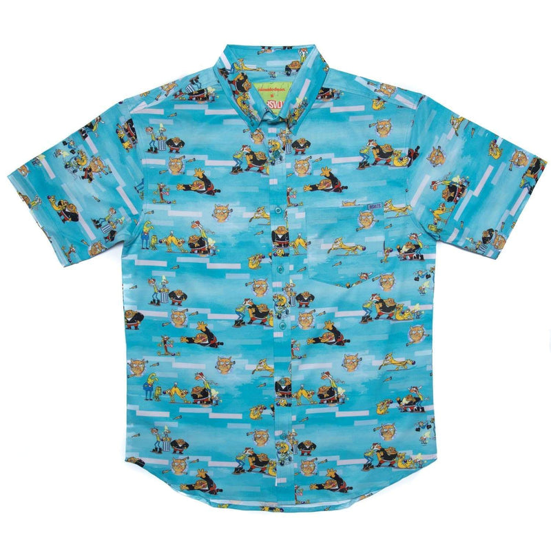 RSVLTS Greaser Dogs KUNUFLEX Short Sleeve Shirt in Blue — detail 2