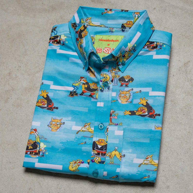 RSVLTS Greaser Dogs KUNUFLEX Short Sleeve Shirt in Blue — detail 4