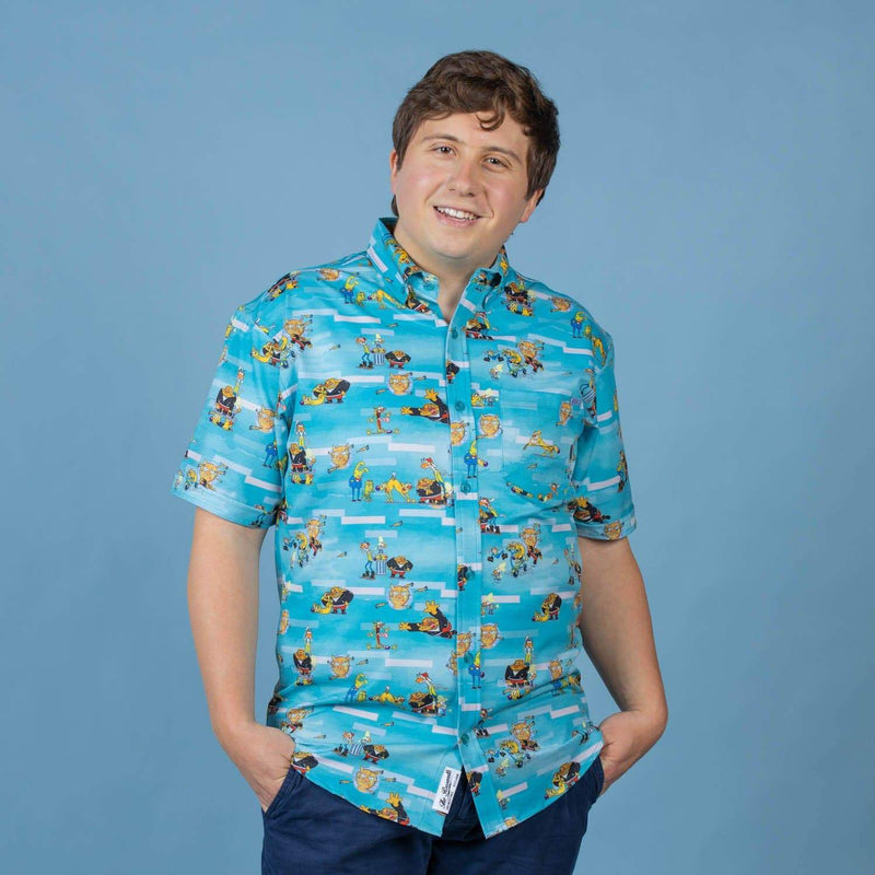 RSVLTS Greaser Dogs KUNUFLEX Short Sleeve Shirt in Blue — detail 5