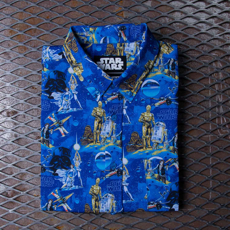 RSVLTS Luke Sleepwalker KUNUFLEX Short Sleeve Shirt in Blue — detail 2