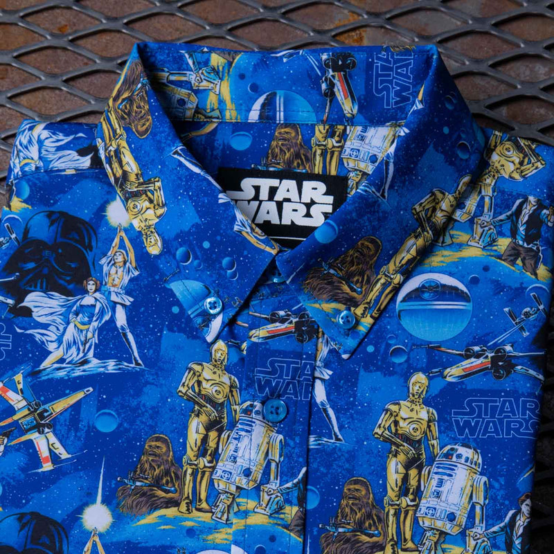 RSVLTS Luke Sleepwalker KUNUFLEX Short Sleeve Shirt in Blue — detail 3