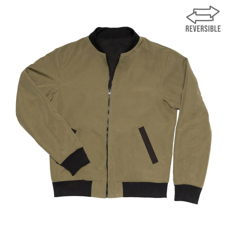 RSVLTS The Teddy Bomber Reversible Bomber Jacket in Black — front view