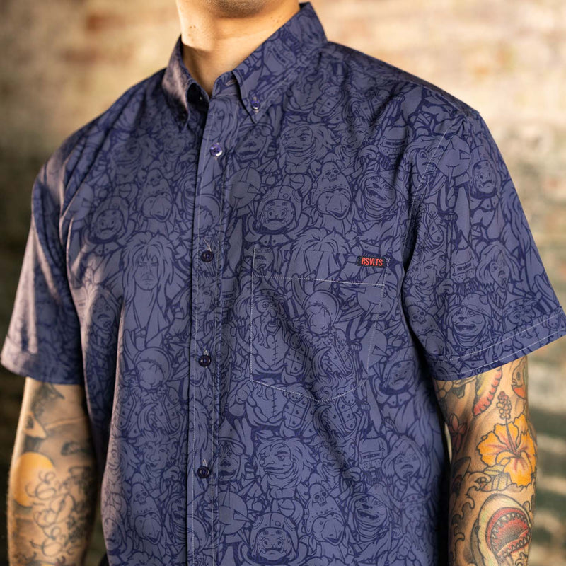 RSVLTS Jareth's Goblins KUNUFLEX Short Sleeve Shirt in Gray — front view