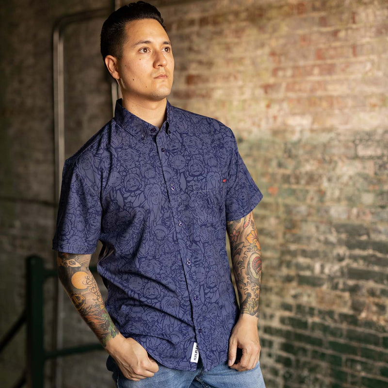 RSVLTS Jareth's Goblins KUNUFLEX Short Sleeve Shirt in Gray — detail 7