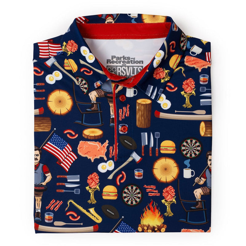 RSVLTS Ron Swanson's Polo of Greatness All-Day Polo in Blue — detail 8