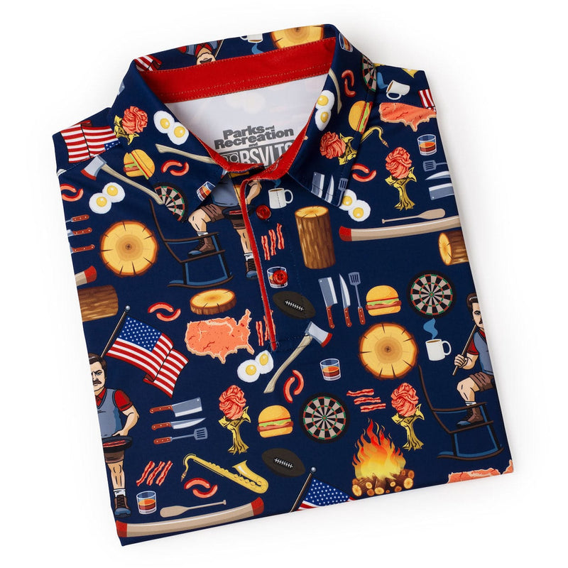 RSVLTS Ron Swanson's Polo of Greatness All-Day Polo in Blue — detail 9