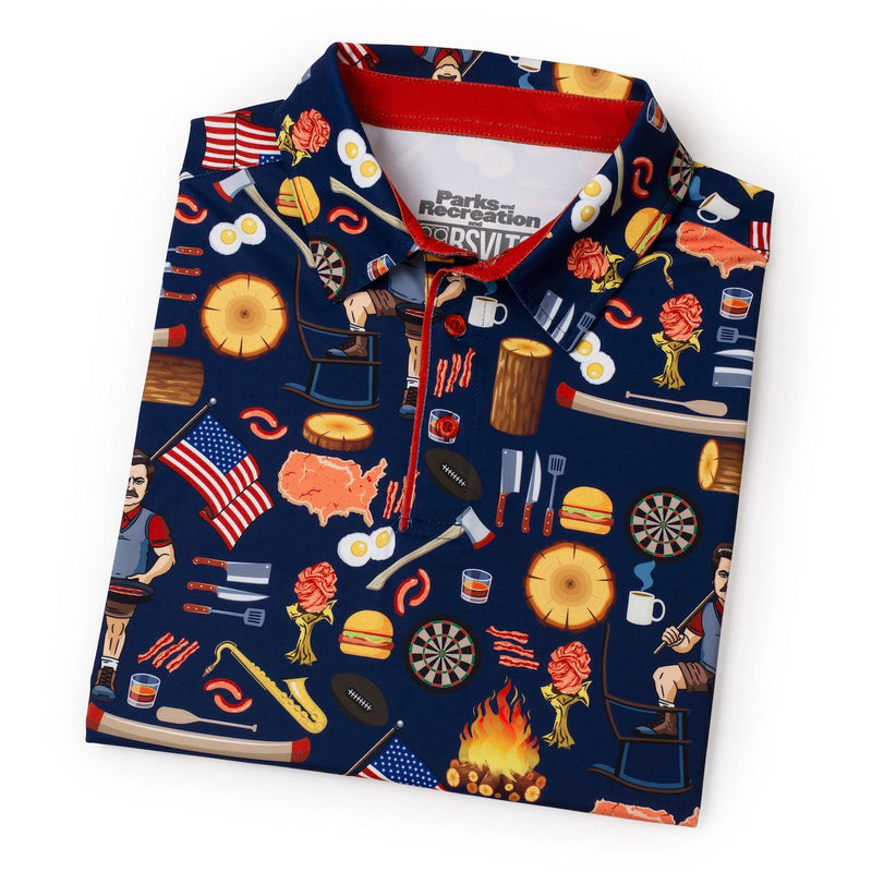 RSVLTS Ron Swanson's Polo of Greatness All-Day Polo in Blue — detail 10