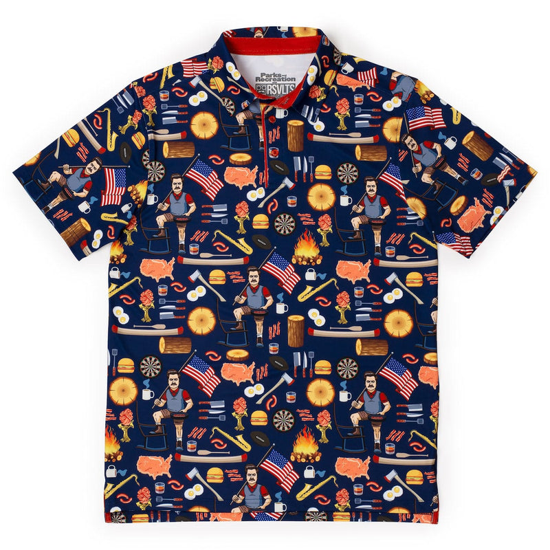 RSVLTS Ron Swanson's Polo of Greatness All-Day Polo in Blue — detail 2