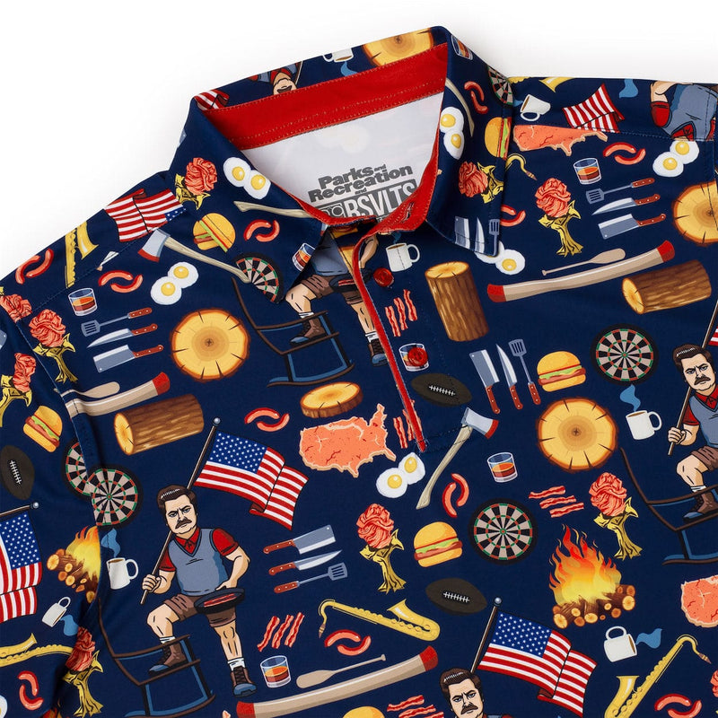 RSVLTS Ron Swanson's Polo of Greatness All-Day Polo in Blue — detail 4