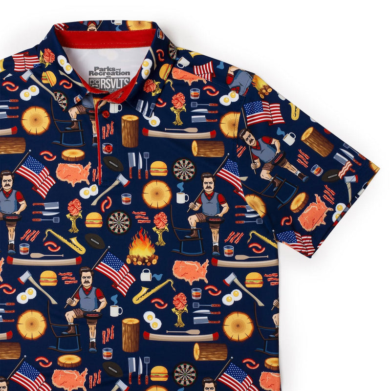 RSVLTS Ron Swanson's Polo of Greatness All-Day Polo in Blue — detail 5