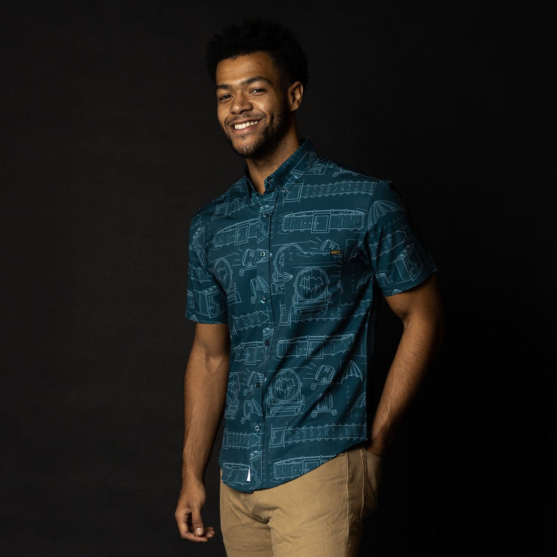 RSVLTS Batprints KUNUFLEX Short Sleeve Shirt in Blue — detail 2