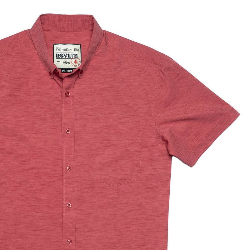 RSVLTS Spiced Coral KUNUFLEX Short Sleeve Shirt in Red — detail 2