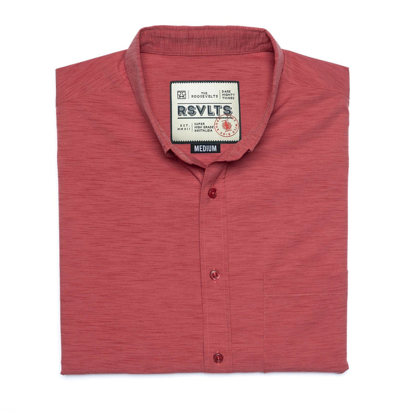 RSVLTS Spiced Coral KUNUFLEX Short Sleeve Shirt in Red — detail 5