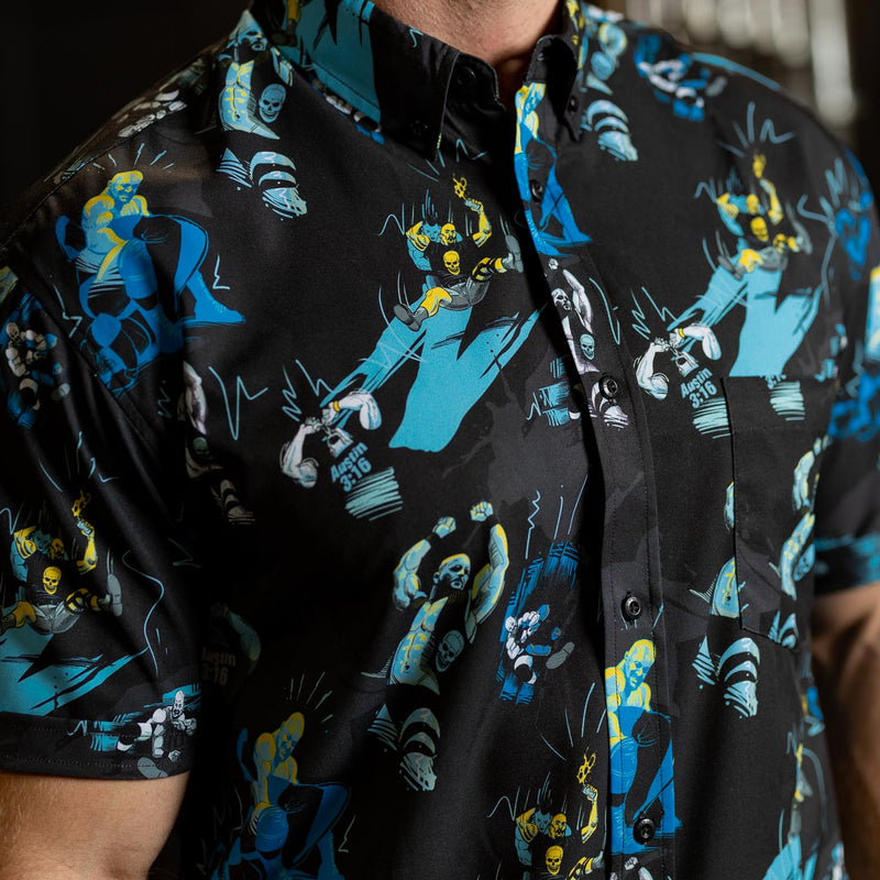 RSVLTS The Bottom Line KUNUFLEX Short Sleeve Shirt in Black — detail 5