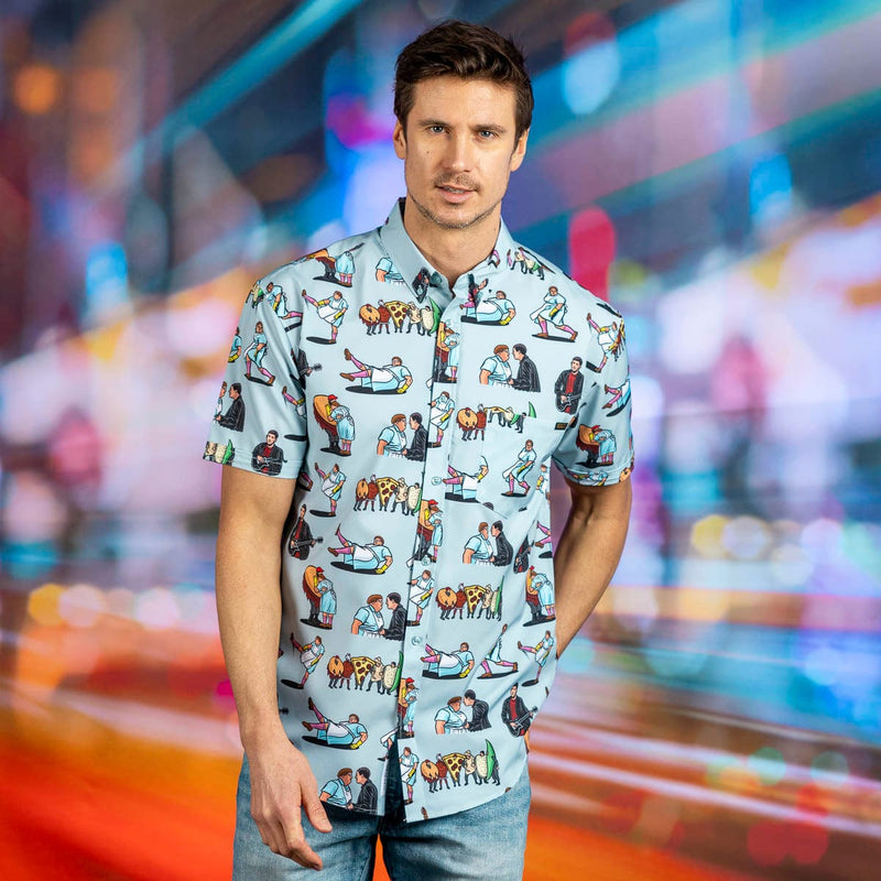 RSVLTS Lunch Lady Land KUNUFLEX Short Sleeve Shirt in Blue — detail 2