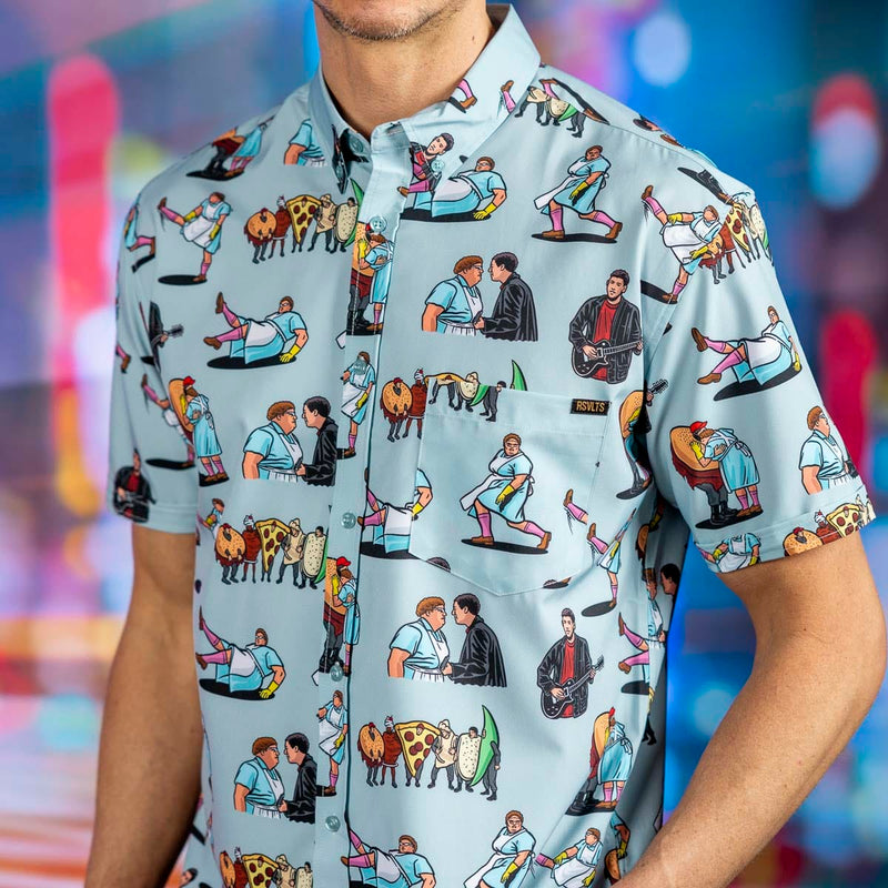 RSVLTS Lunch Lady Land KUNUFLEX Short Sleeve Shirt in Blue — detail 4
