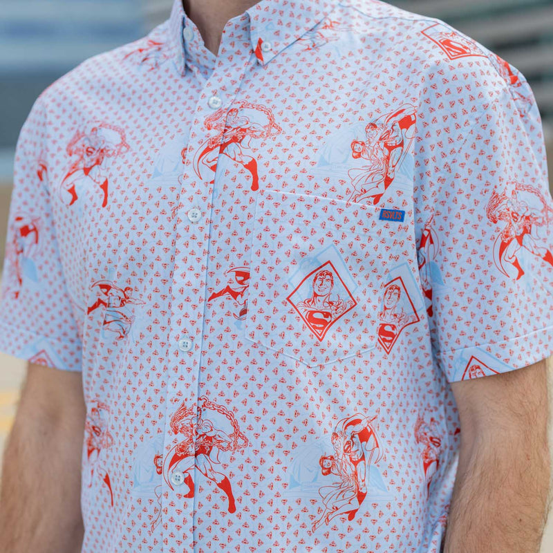 RSVLTS Beyond the Cape KUNUFLEX Short Sleeve Shirt in Blue — front view