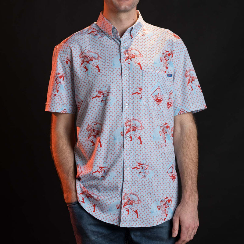 RSVLTS Beyond the Cape KUNUFLEX Short Sleeve Shirt in Blue — detail 5