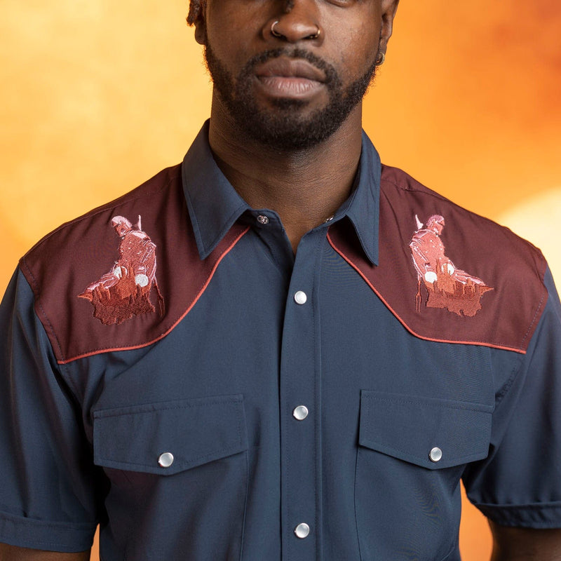 RSVLTS Warm or Cold Roper Short Sleeve Shirt in Blue — detail 2