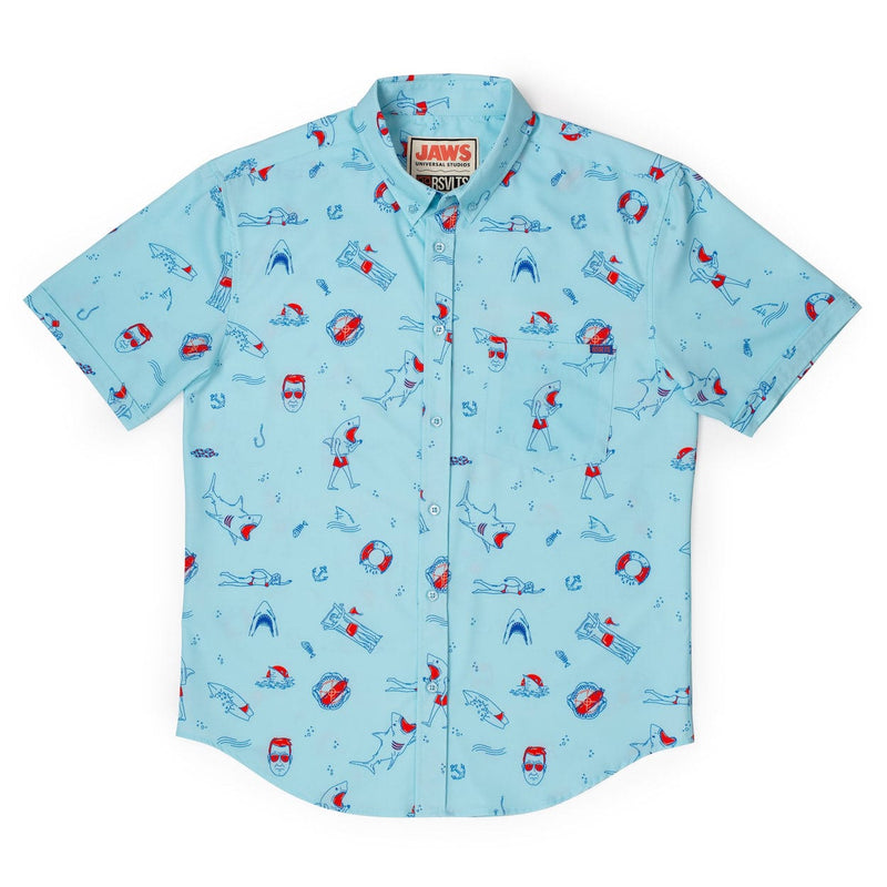RSVLTS Amity Island Welcomes You KUNUFLEX Short Sleeve Shirt in Blue — detail 3