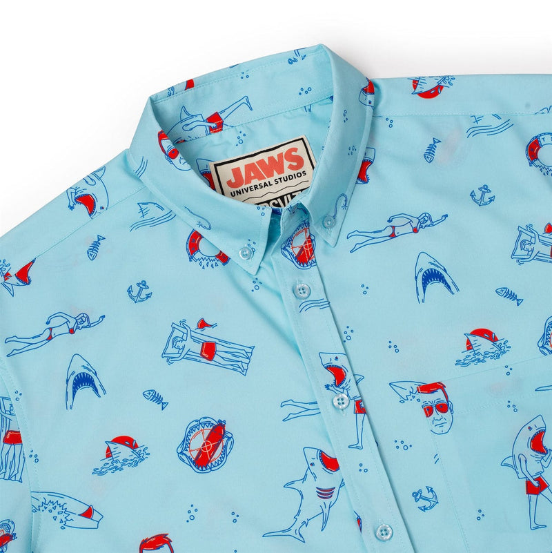RSVLTS Amity Island Welcomes You KUNUFLEX Short Sleeve Shirt in Blue — detail 7