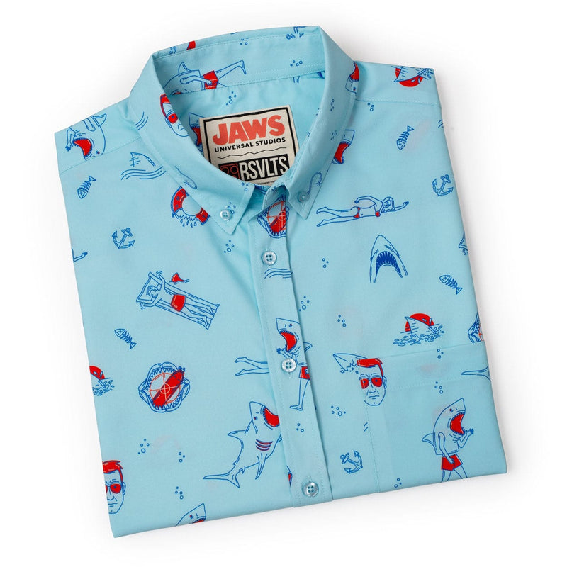RSVLTS Amity Island Welcomes You KUNUFLEX Short Sleeve Shirt in Blue — detail 8