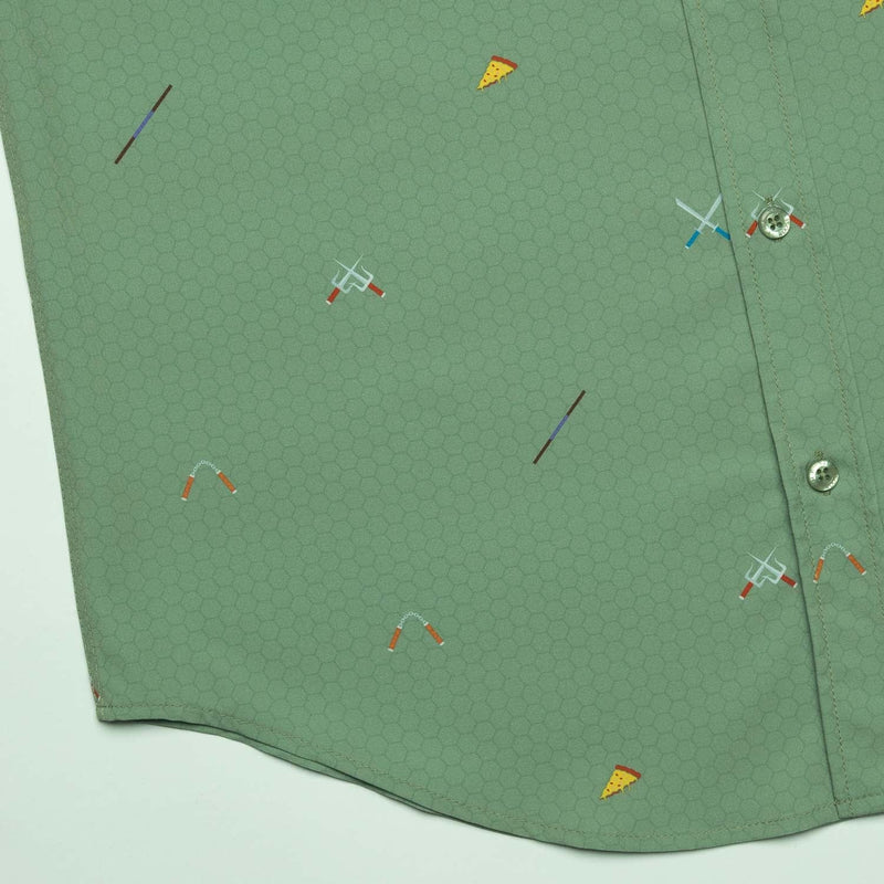 RSVLTS Ninja Armory KUNUFLEX Short Sleeve Shirt in Green — detail 5