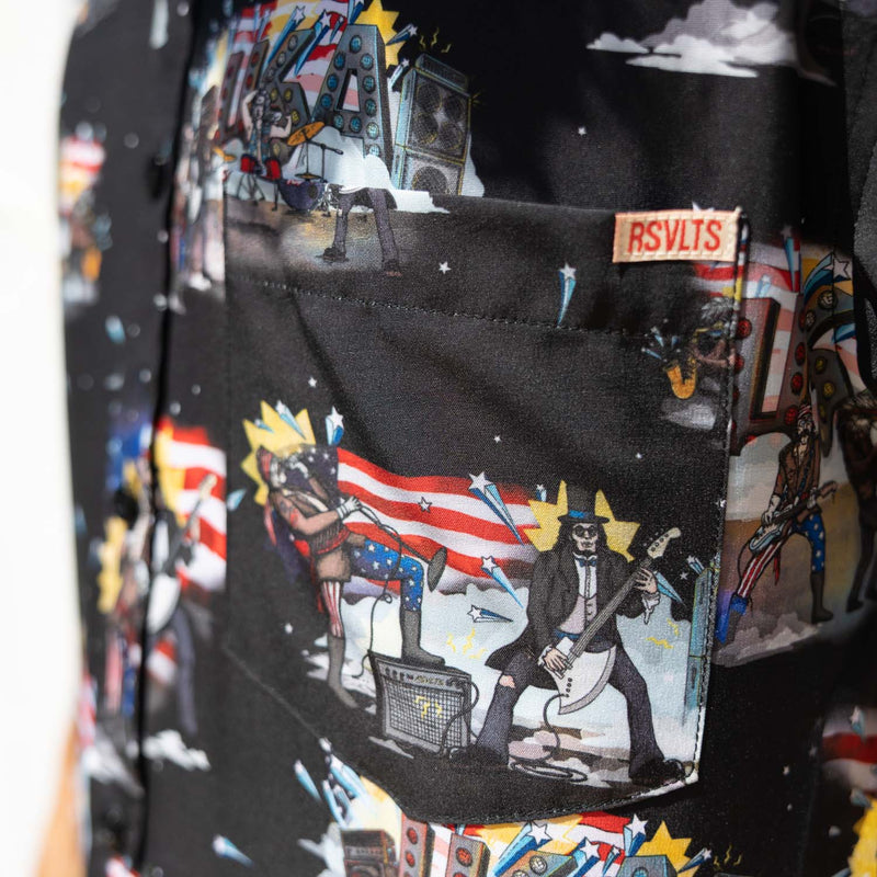 RSVLTS Plymouth Rock Gods KUNUFLEX Short Sleeve Shirt in Black — detail 4