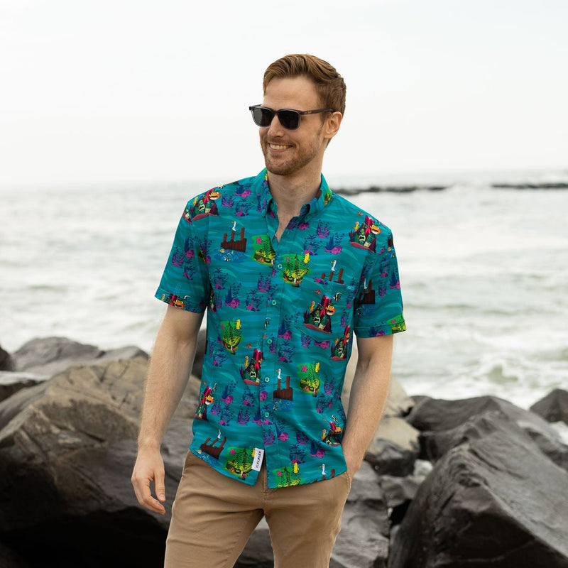 RSVLTS The Great Escape KUNUFLEX Short Sleeve Shirt in Green — detail 10