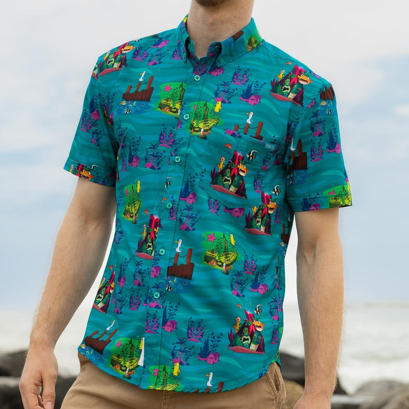 RSVLTS The Great Escape KUNUFLEX Short Sleeve Shirt in Green — detail 2