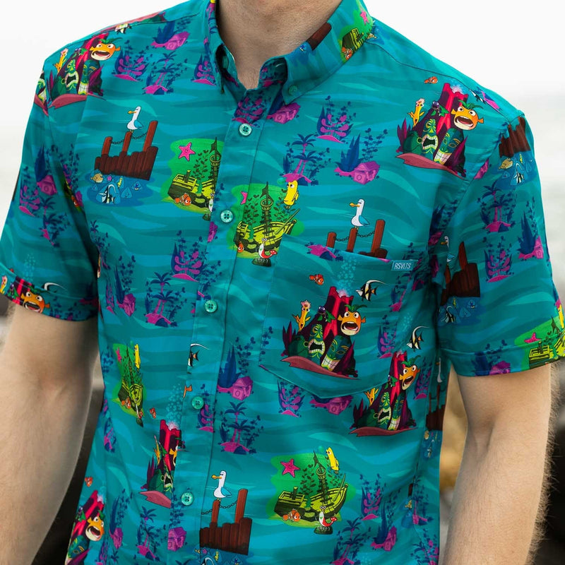 RSVLTS The Great Escape KUNUFLEX Short Sleeve Shirt in Green — detail 5