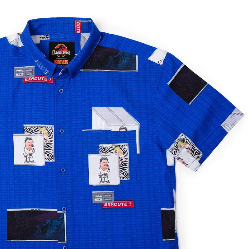RSVLTS The Nedry Code KUNUFLEX Short Sleeve Shirt in Blue — front view