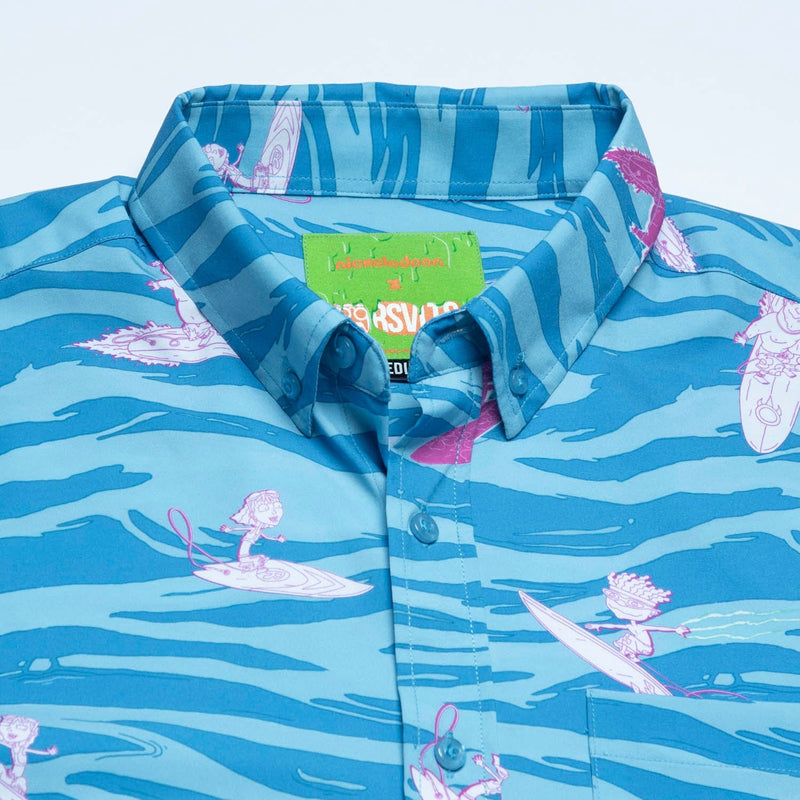 RSVLTS Party Wave KUNUFLEX Short Sleeve Shirt in Blue — detail 9