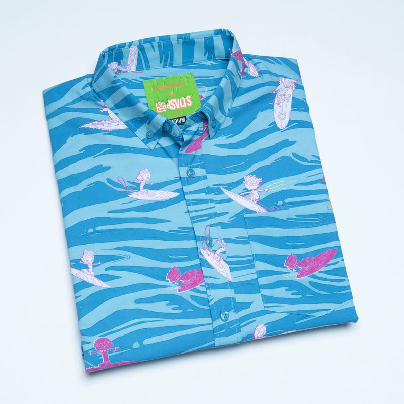 RSVLTS Party Wave KUNUFLEX Short Sleeve Shirt in Blue — detail 10