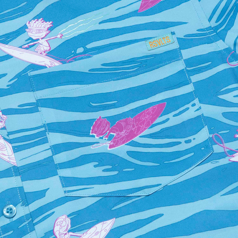 RSVLTS Party Wave KUNUFLEX Short Sleeve Shirt in Blue — detail 3