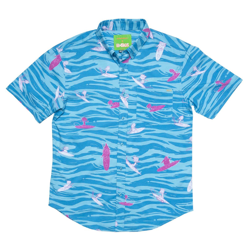 RSVLTS Party Wave KUNUFLEX Short Sleeve Shirt in Blue — detail 4