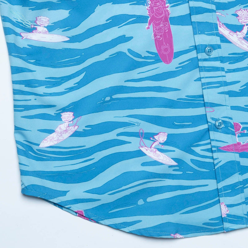 RSVLTS Party Wave KUNUFLEX Short Sleeve Shirt in Blue — detail 7
