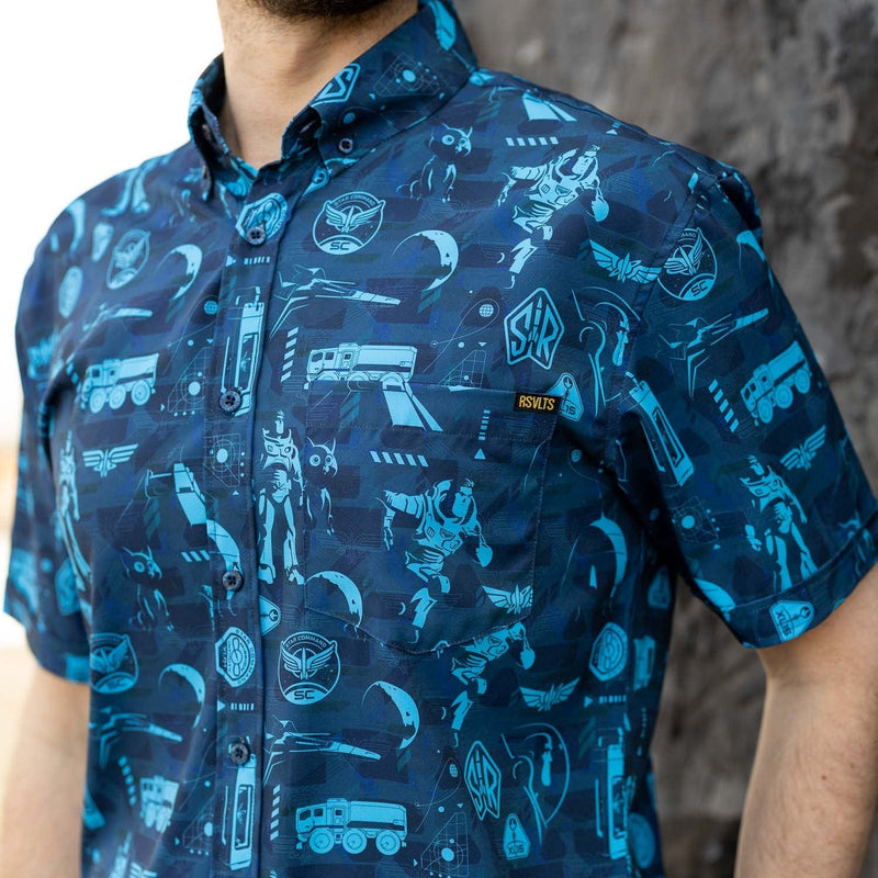 RSVLTS Hero In the Making KUNUFLEX Short Sleeve Shirt in Blue — detail 3