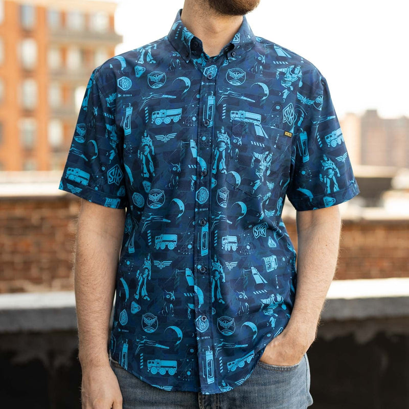 RSVLTS Hero In the Making KUNUFLEX Short Sleeve Shirt in Blue — detail 8
