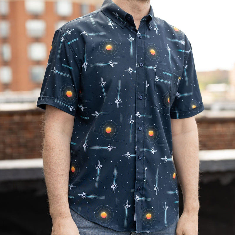 RSVLTS Into Infinity KUNUFLEX Short Sleeve Shirt in Blue — detail 3